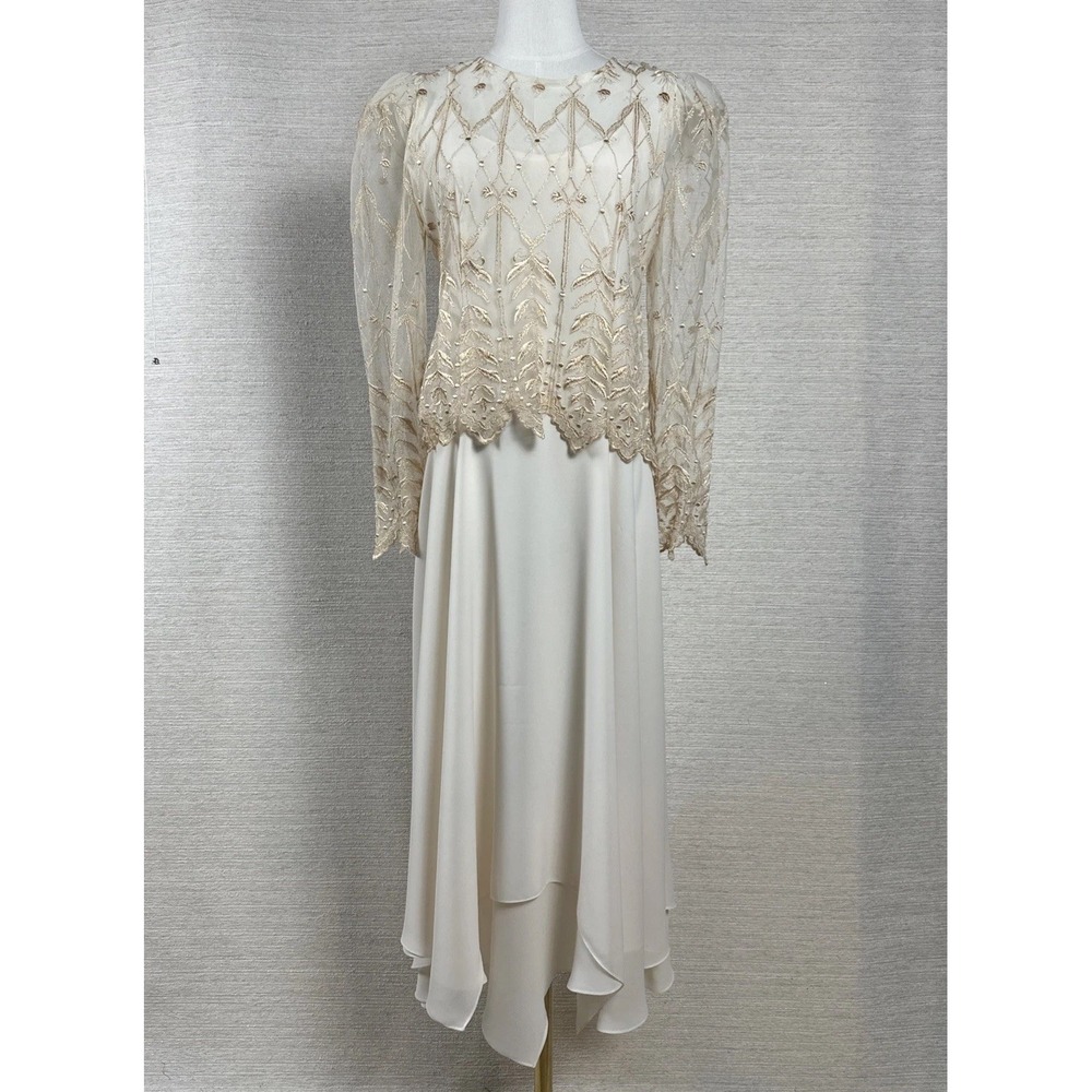 Cachet by Bari‎ Protas Ivory Embroidered Formal Dress 9/10 Mother of the Bride
